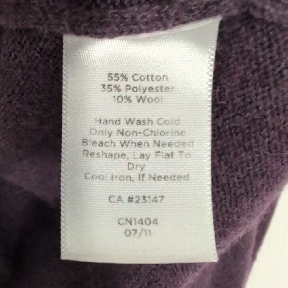 Talbots Cable Knit Sweater Womens Petite Size 2X Purple Cotton Wool Pullover - Picture 4 of 5